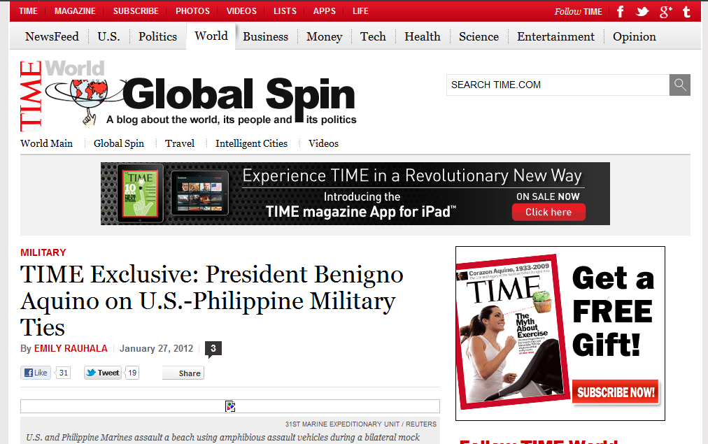 [From the web] TIME Exclusive: President Benigno Aquino on U.S.-Philippine Military Ties -globalspin.blogs.time.com