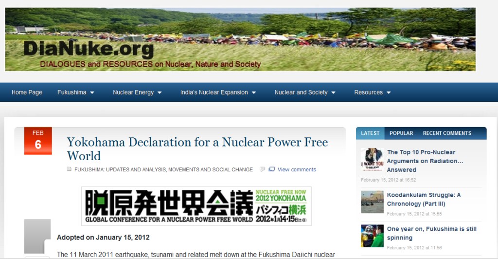 [From the web] Yokohama Declaration for a Nuclear Power Free&nbsp;World