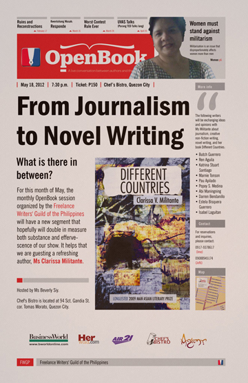 [Event] From journalism to novel writing: what is there in between? Freelance Writers’ Guild of the&nbsp;Philippines