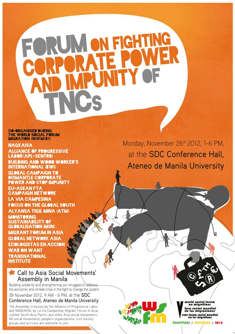 [Event] Forum on Fighting Corporate Power and Impunity of TNCs&nbsp;-NAGKAISA