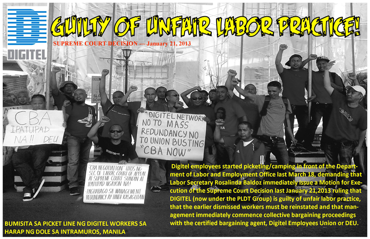 [Campaign/Event] DIGITEL Employees put up a Protest Center in front of the DOLE&nbsp;Office