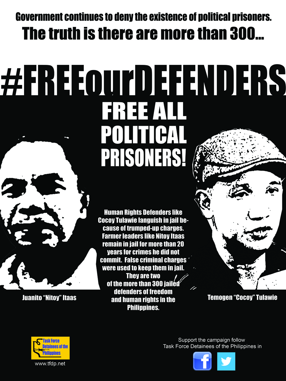 [Featured image] #FREEOURDEFENDERS! Free all political prisoners!&nbsp;-TFDP