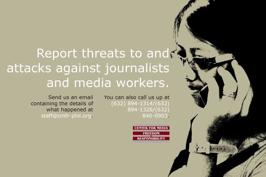 Report cases of attacks, threats, and killings of journalists and media workers -CMFR