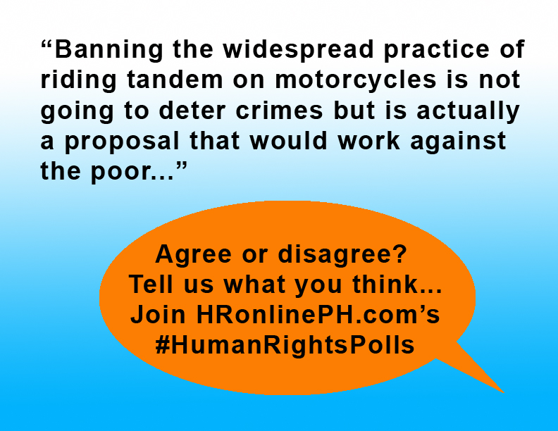 [Poll] Banning riding tandem on motorcycles would work against the&nbsp;poor…