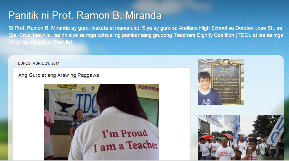 [Blog] Ang Guro at ang Araw ng Paggawa. Ni Ramon B.&nbsp;Miranda