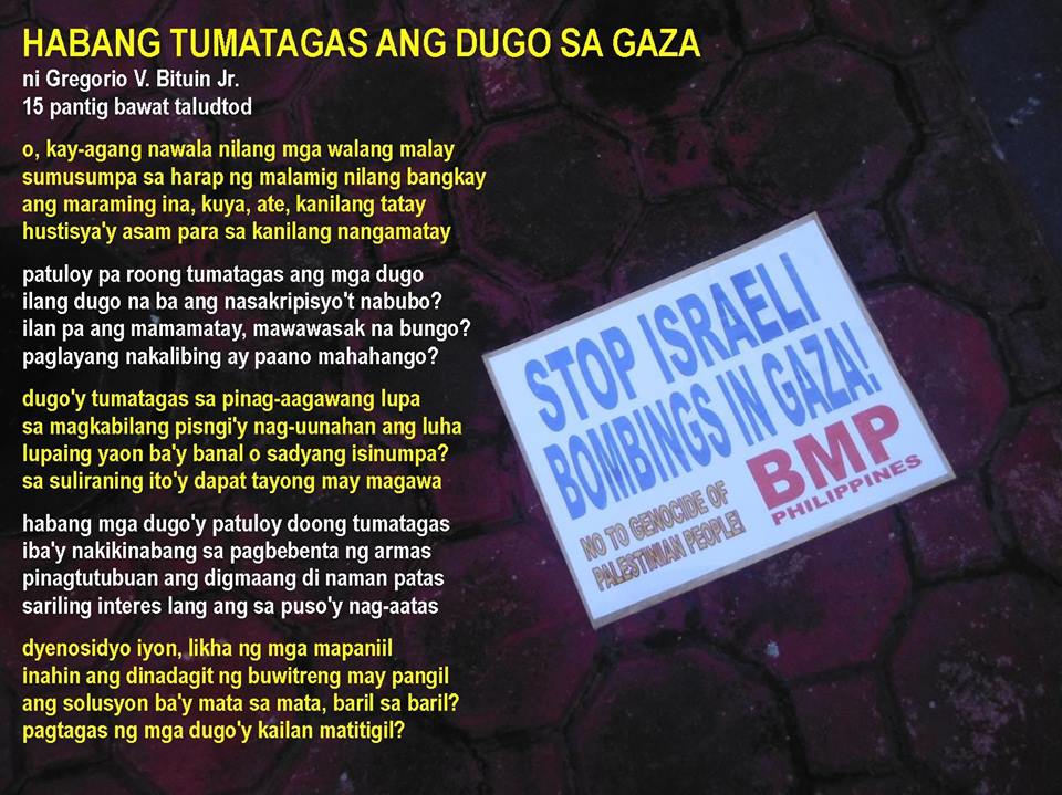 [Tula] Habang Tumatagas ang Dugo sa Gaza. Ni Greg&nbsp;Bituin