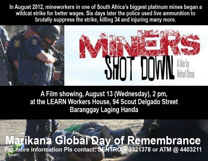 [Event] Film showing: “Miners shot&nbsp;down”