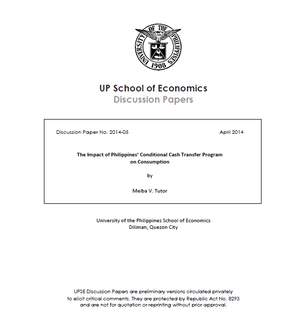 [Resources] The Impact of Philippines’ Conditional Cash Transfer Program on Consumption By Melba V.&nbsp;Tutor