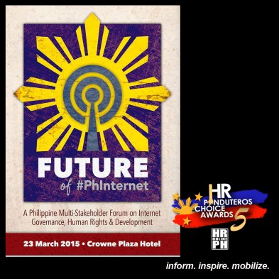 5th Human Rights Pinduteros’ Choice for HR Events-Future of #PhInternet: A Philippine Multistakeholder Forum on Internet Governance, Human Rights, and Development by FMA