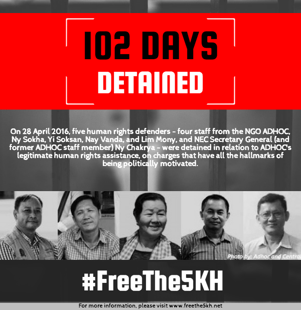[Press Release] Civil society launches #FreeThe5KH campaign in support of the imprisoned ADHOC staff and NEC&nbsp;official