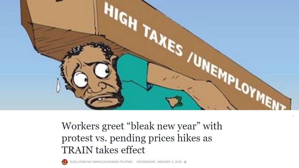 [From the web] Workers greet “bleak new year” with protest vs. pending prices hikes as TRAIN takes effect&nbsp;-BMP