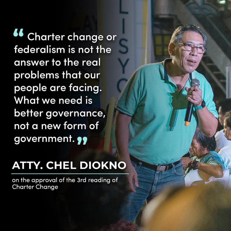 [Statement] Atty. Chel Diokno on the approval of the 3rd reading of charter&nbsp;change