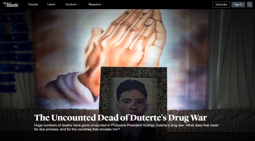 [From the web] The Uncounted Dead of Duterte’s Drug War -The&nbsp;Atlantic