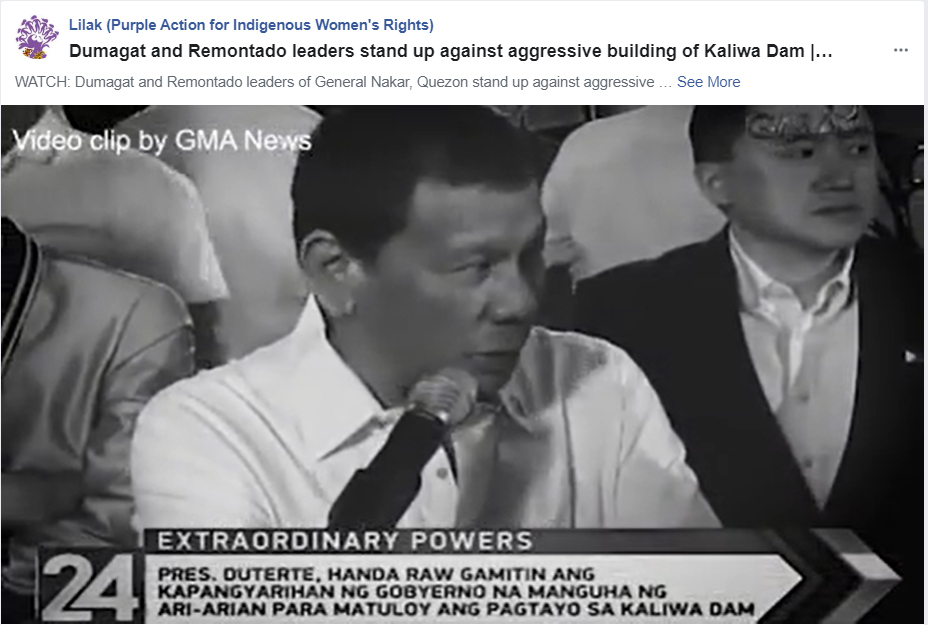 [Video] Dumagat and Remontado leaders of General Nakar, Quezon stand up against aggressive building of Kaliwa Dam&nbsp;-LILAK