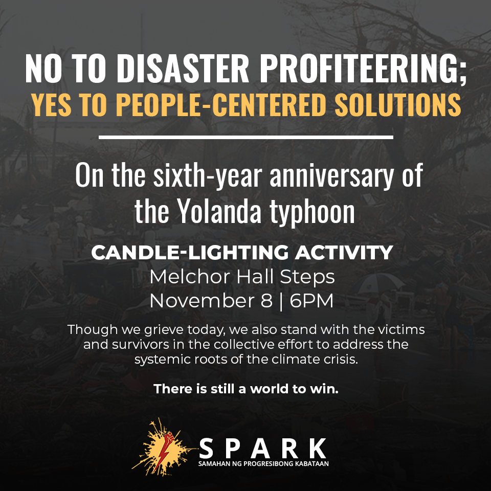 [Statement] No to disaster profiteering, Yes to people-centered solutions: On the sixth-year anniversary of the Yolanda typhoon&nbsp;-SPARK