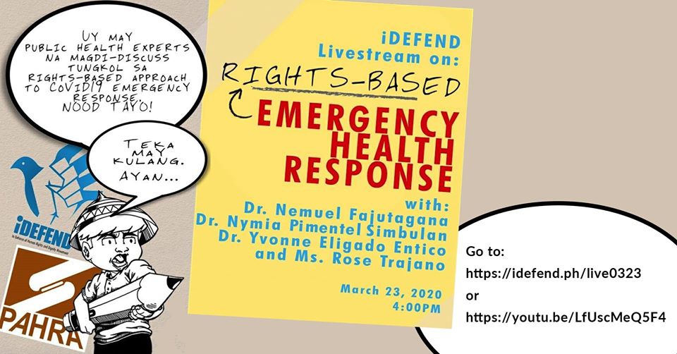 [Video] Public health experts discuss the rights-based approach to COVID19 emergency response&nbsp;-iDEFEND