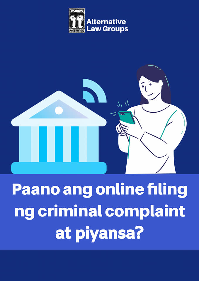 [Off-the-shelf] Narito ang ilang mga hakbang at paalala tungkol sa online filing ng criminal complaint at piyansa&nbsp;-ALG