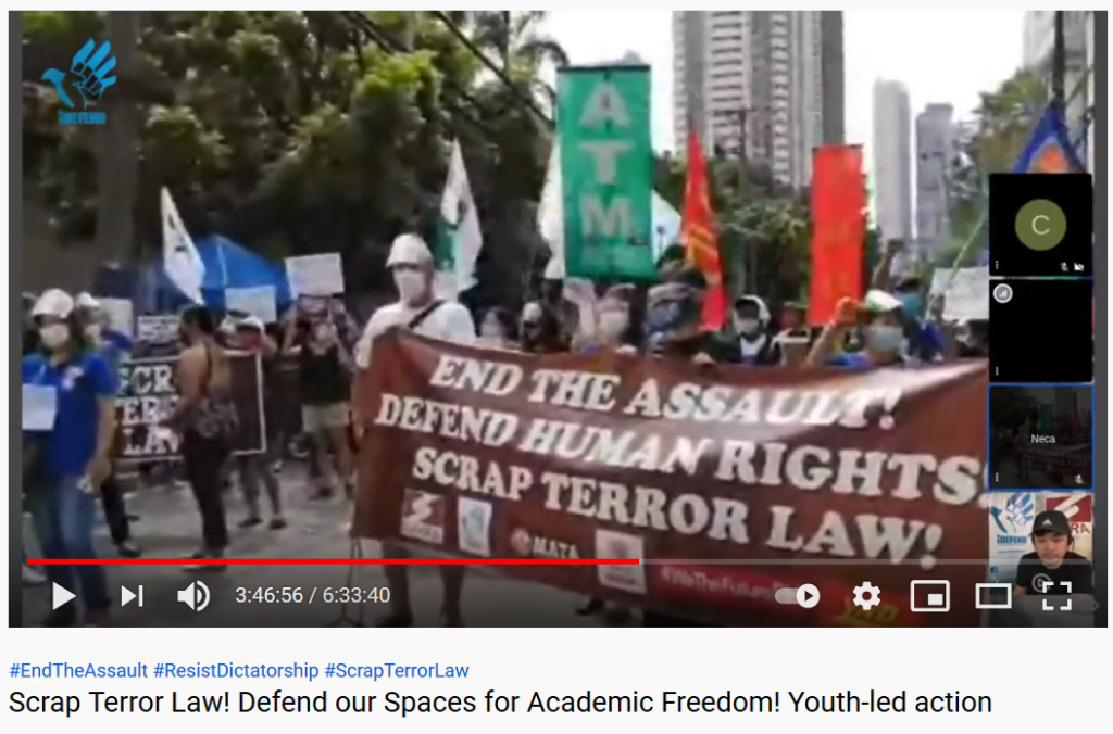 [Video] Watch! Coverage of Youth-led action against the Anti-Terrorism Act of 2020&nbsp;-PAHRA/iDEFEND