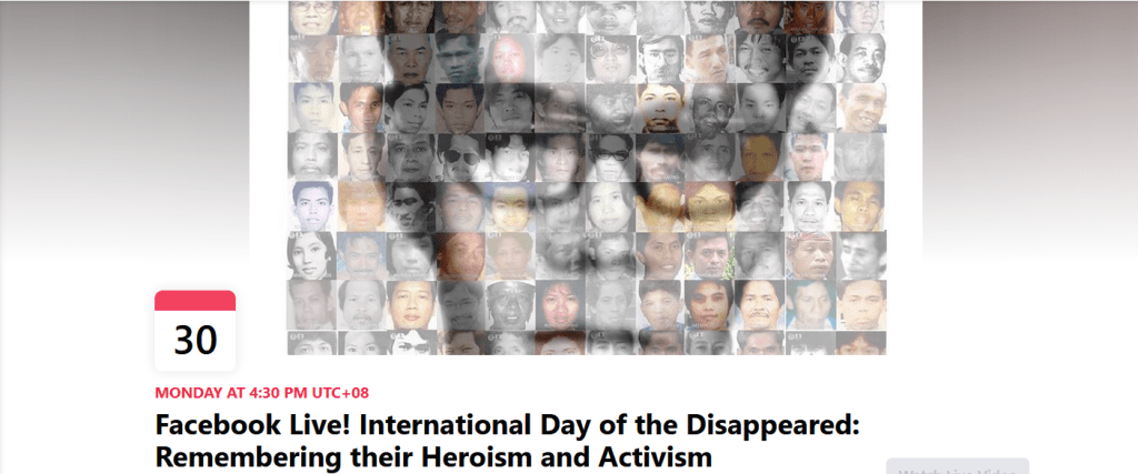 [Event] Facebook Live! International Day of the Disappeared: Remembering their Heroism and Activism |&nbsp;CAED