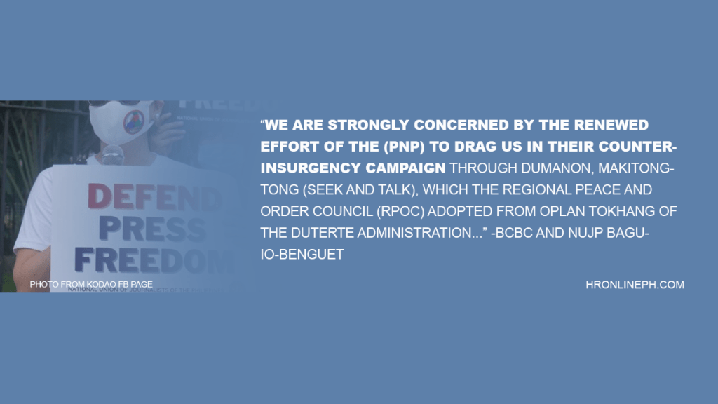 [Press Release] Media groups reveal renewed Baguio PNP red-tagging of journalists |&nbsp;NUJP