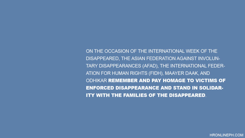 [Statement] Stop enforced disappearances everywhere in the world, including Bangladesh |AFAD, FIDH, Maayer Daak, and&nbsp;Odhikar