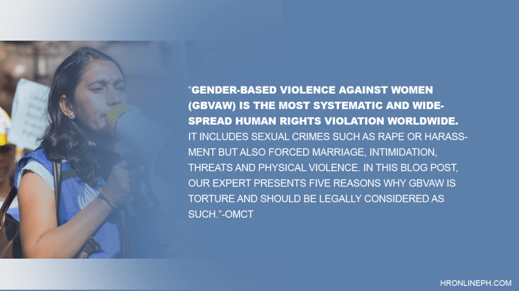 [From the web] Five reasons why gender-based violence against women should be considered torture |&nbsp;OMCT