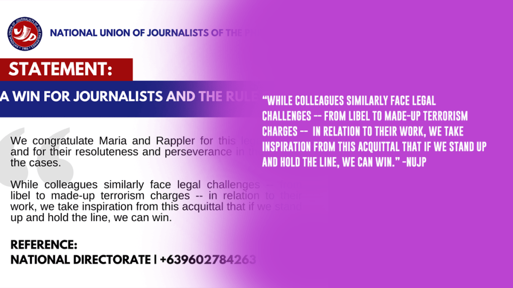 [Statement] A win for journalists and the rule of law |&nbsp;NUJP