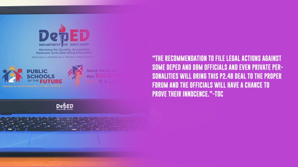 [Statement] on senate BRC findings and recommendations re DEPED purchase of overpriced purchase |&nbsp;TDC