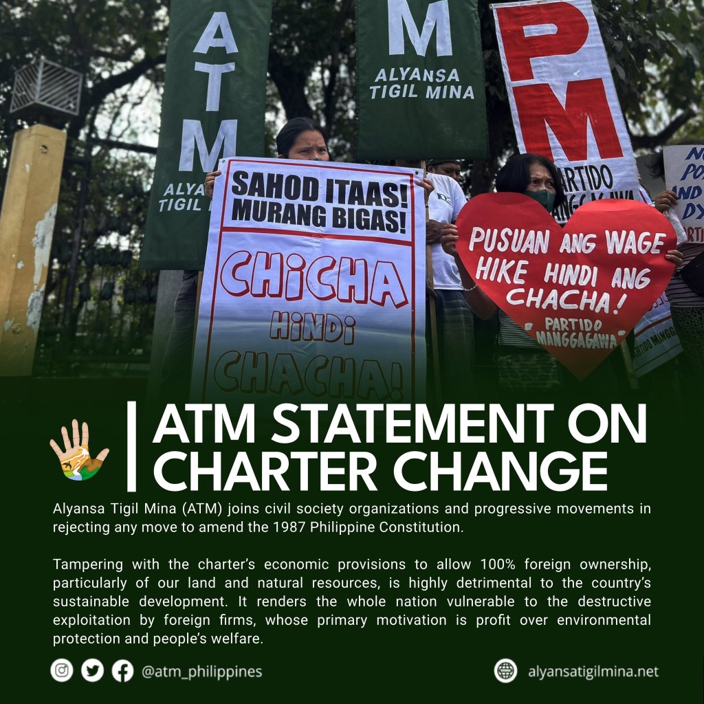 [Statement] Alyansa Tigil Mina rejects any move to amend the 1987 Philippine&nbsp;Constitution