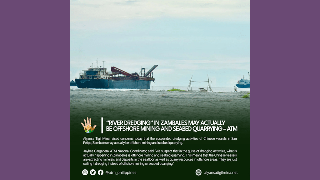 [Press Release] “River Dredging” in Zambales may actually be offshore mining and seabed quarrying&nbsp;|ATM