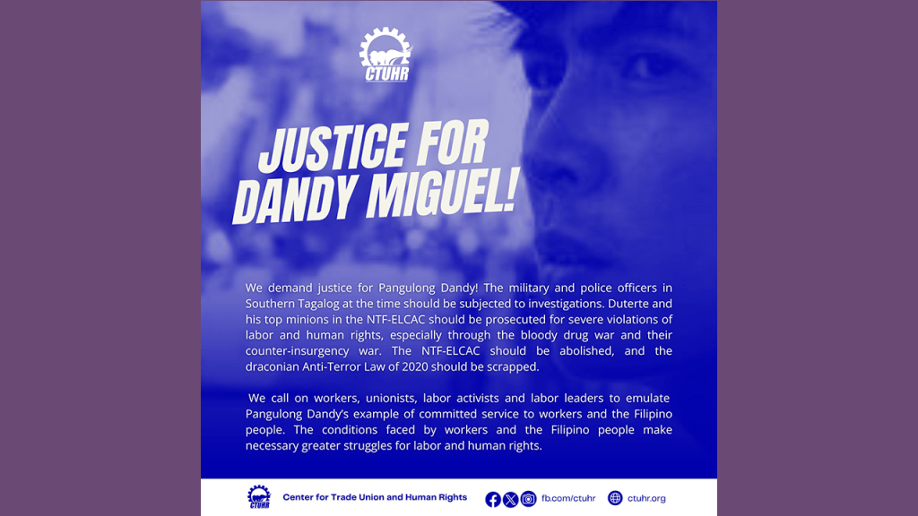 [From the web] Southern Tagalog electronics unionist’s murder: 3 years without justice |&nbsp;CTUHR
