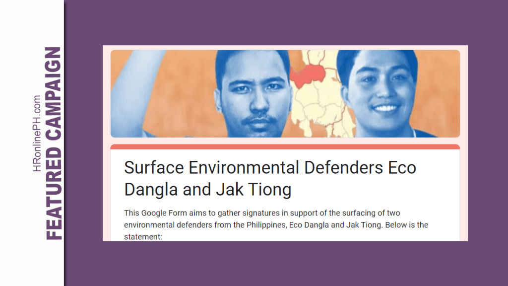 [Signature Campaign] Surface Environmental Defenders Eco Dangla and Jak&nbsp;Tiong