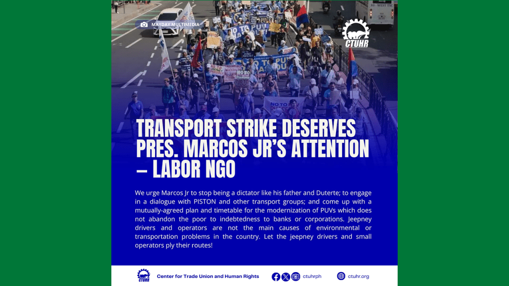 [Statement] Transport strike deserves Pres. Marcos Jr’s attention |&nbsp;CTUHR