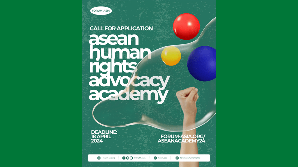 [Event] Call for Application: 2024 ASEAN Human Rights Advocacy Academy |&nbsp;Forum-Asia