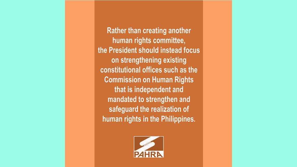 [Statement] PAHRA on the Special Committee on Human Rights Coordination of&nbsp;BBM