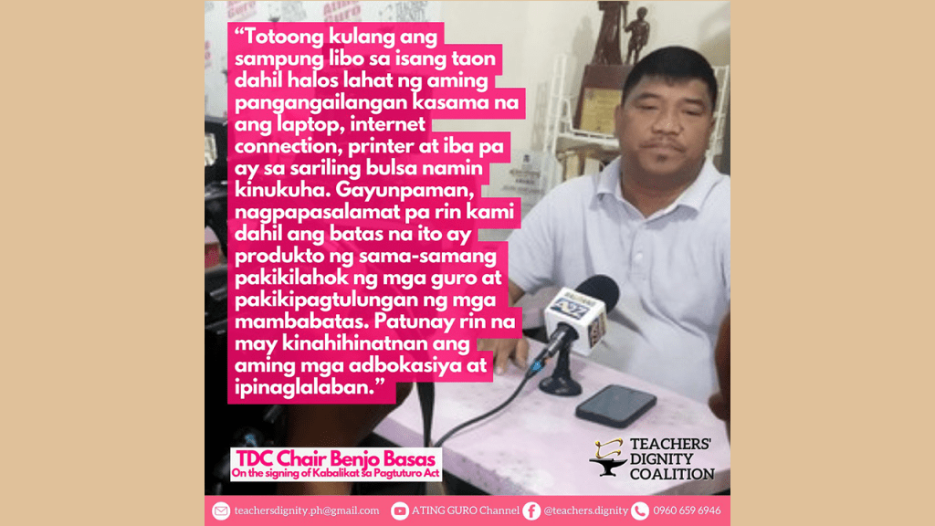 [Press Release] Teachers to witness signing of P10,000 Teaching Allowance Law |&nbsp;TDC