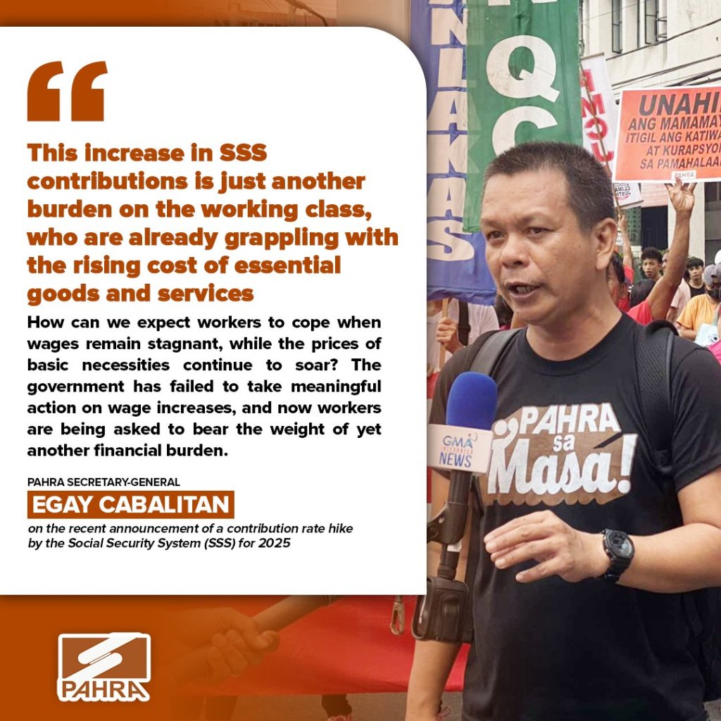 [Press Release] PAHRA Slams SSS Contribution Hike Amid Rising Cost of Living and Stagnant&nbsp;Wages