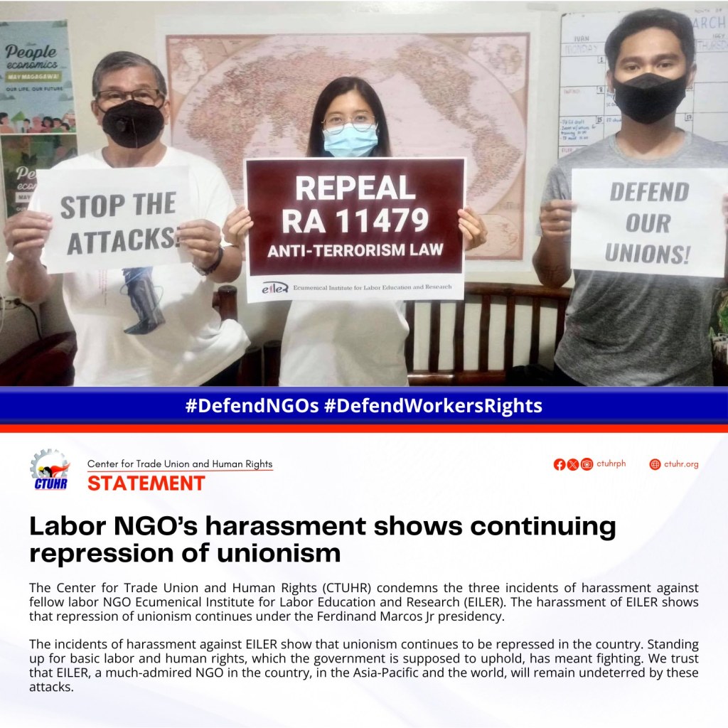 [Press Release] Labor NGO’s harassment shows continuing repression of unionism |&nbsp;CTUHR