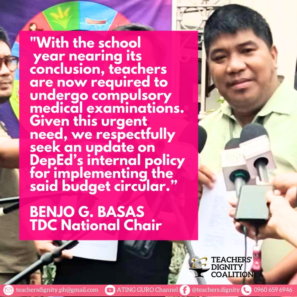 [Press Release] TDC URGES DEPED TO EXPEDITE IMPLEMENTATION OF TEACHERS P7,000 MEDICAL&nbsp;ALLOWANCE
