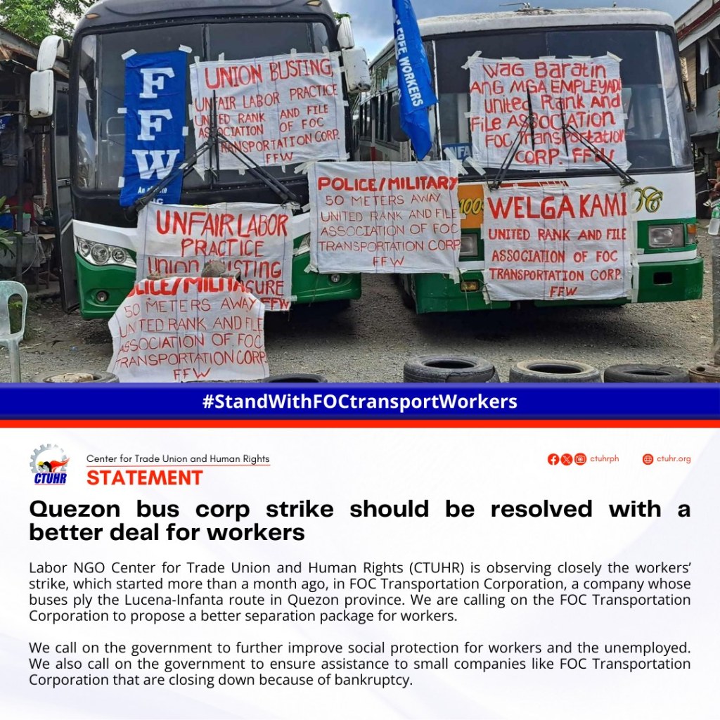 [From the web] Quezon bus corp strike should be resolved with a better deal for workers |&nbsp;CTUHR