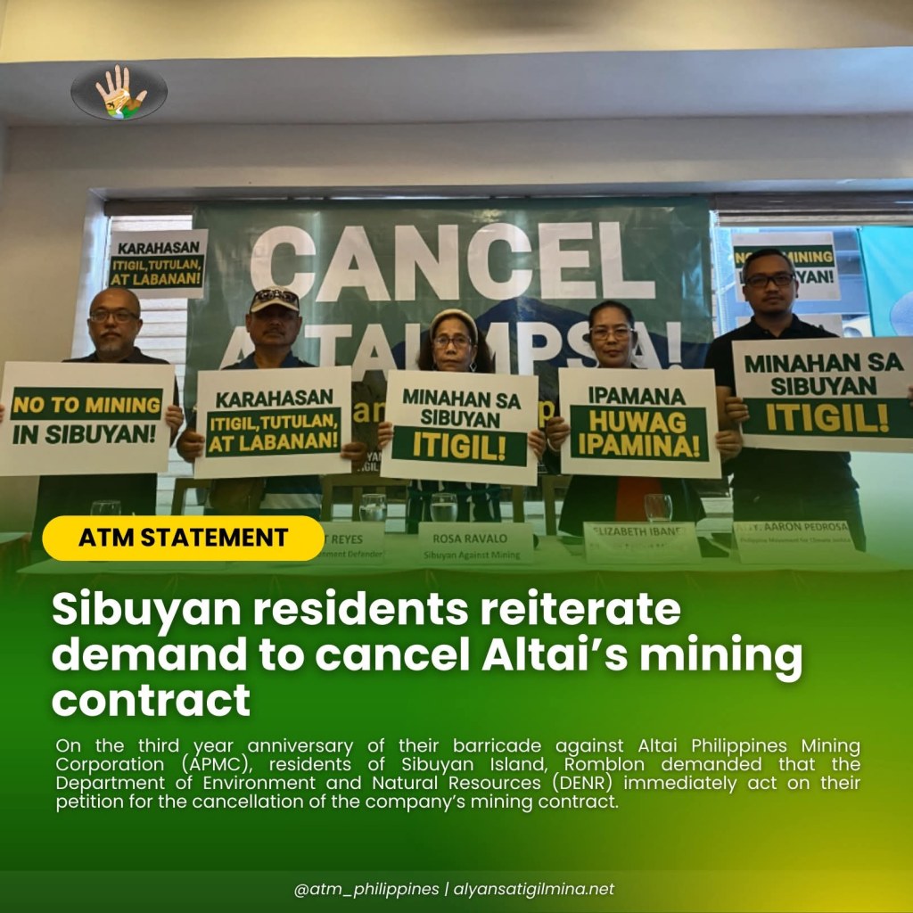 [Press Release] Sibuyan residents reiterate demand to cancel Altai’s mining&nbsp;contract