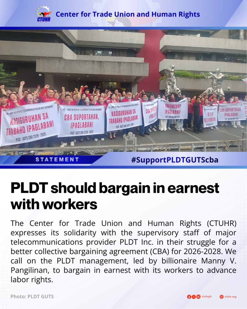 [Statement] PLDT should bargain in earnest with workers |&nbsp;CTUHR